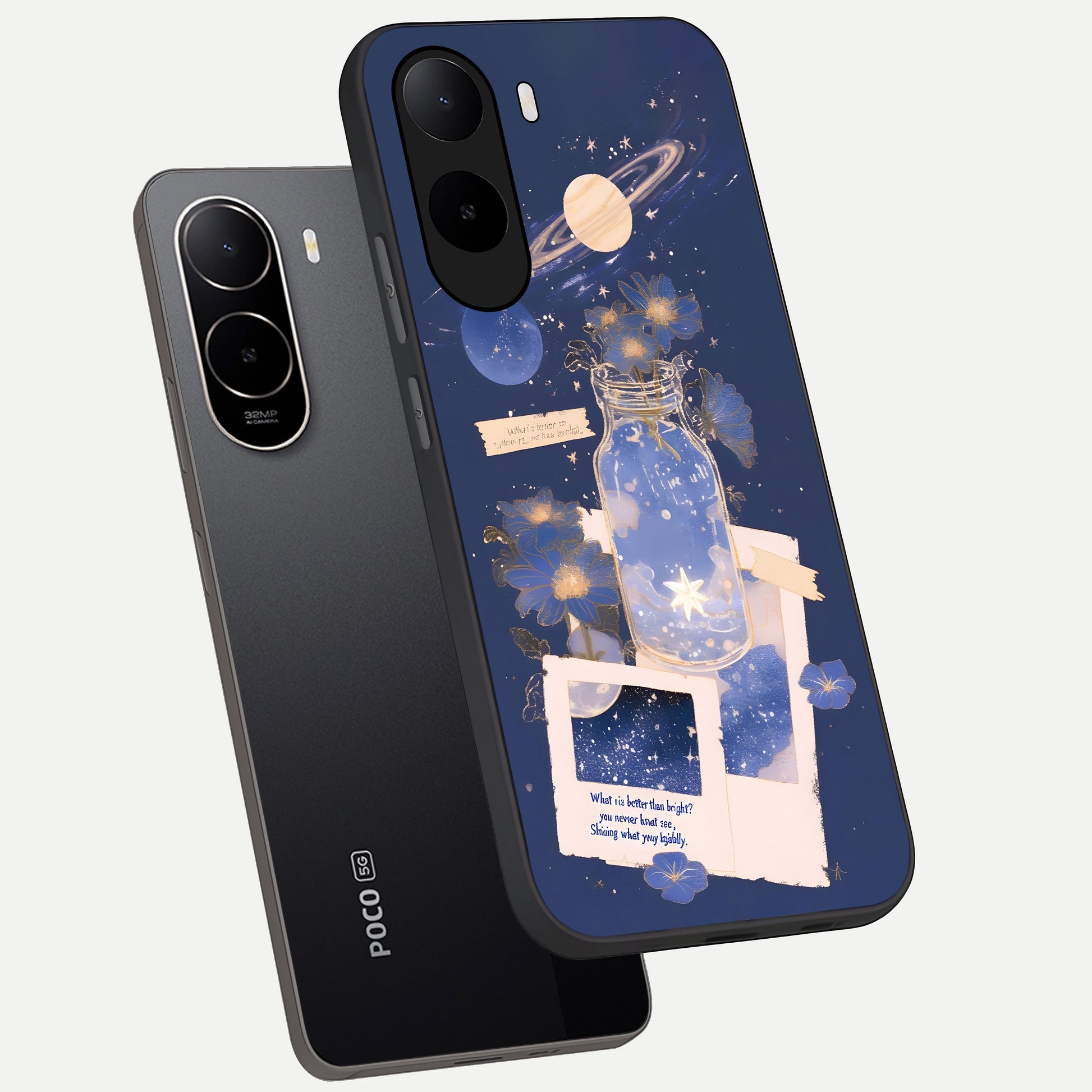  Starlit Cosmic Jar phone case For Poco C85x showing premium glass back cover with detailed artwork