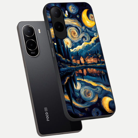  Starry Sky Serenity phone case For Poco C85x showing premium glass back cover with detailed artwork