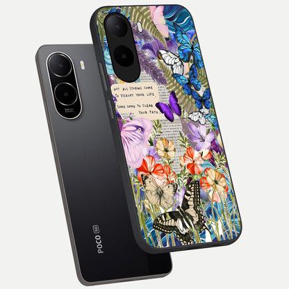  Storm Path Bloom phone case For Poco C85x showing premium glass back cover with detailed artwork