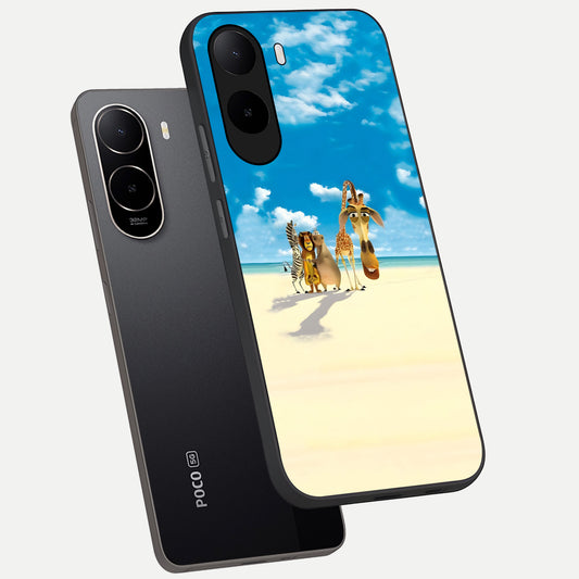  Tropical Fun Squad phone case For Poco C85x showing premium glass back cover with detailed artwork