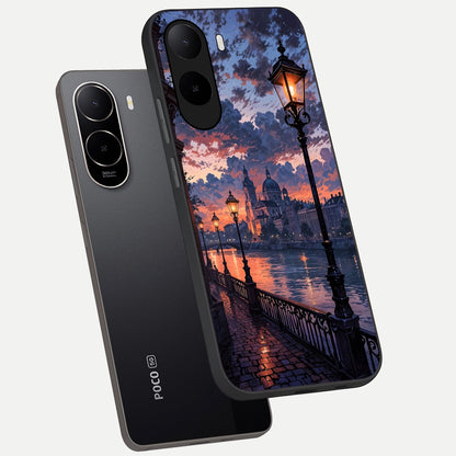  Twilight River Lights phone case For Poco C85x showing premium glass back cover with detailed artwork