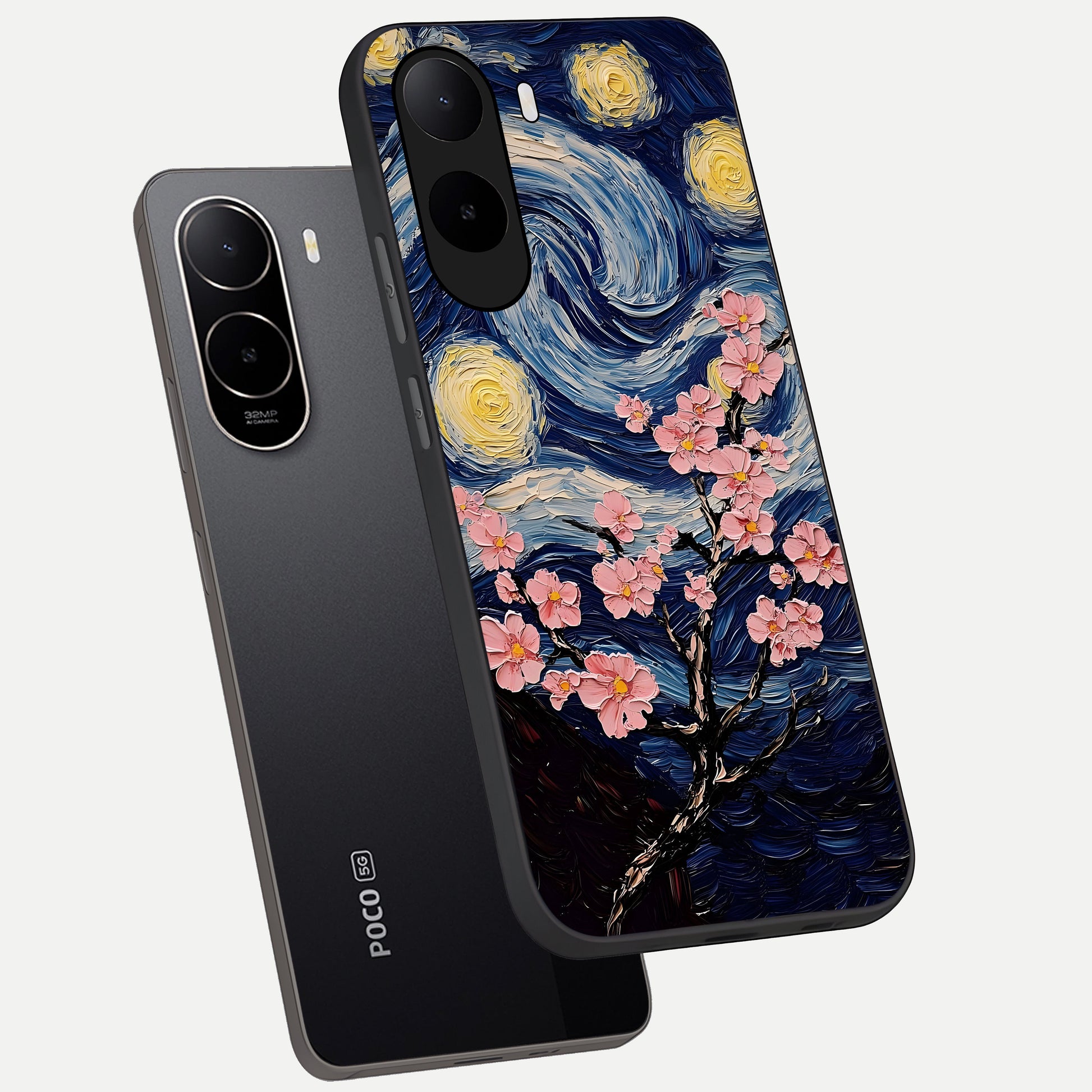  Van Gogh Scenery phone case For Poco C85x showing premium glass back cover with detailed artwork