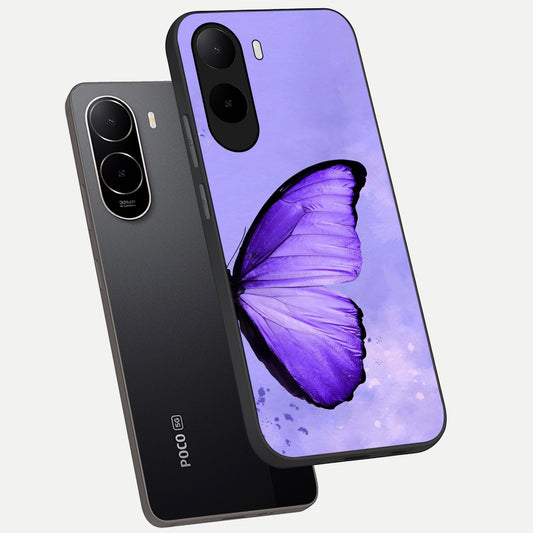  Violet Dream Wing phone case For Poco C85x showing premium glass back cover with detailed artwork