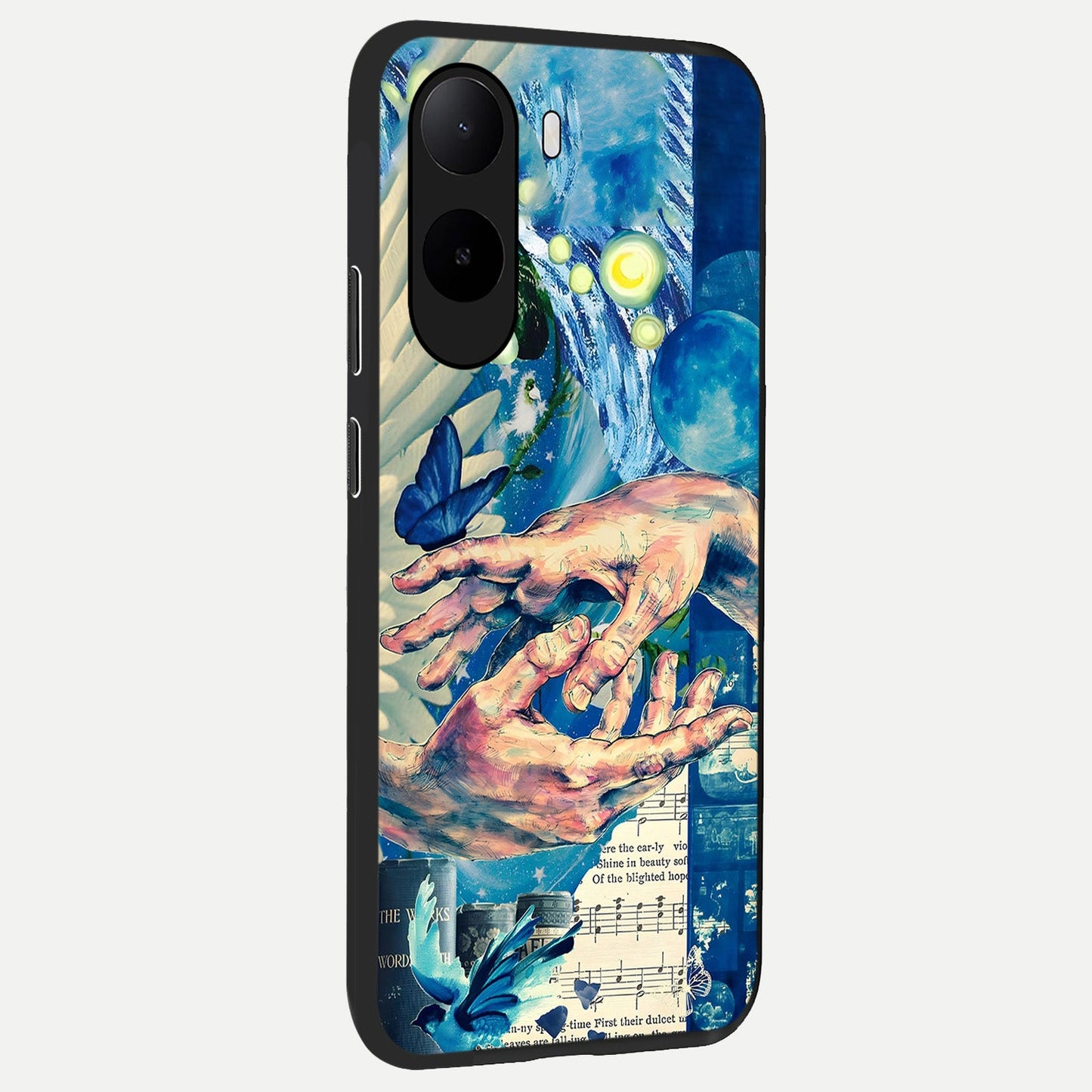  Aesthetic Divider back cover For Poco C85x slim fit glass case with vibrant aesthetic design