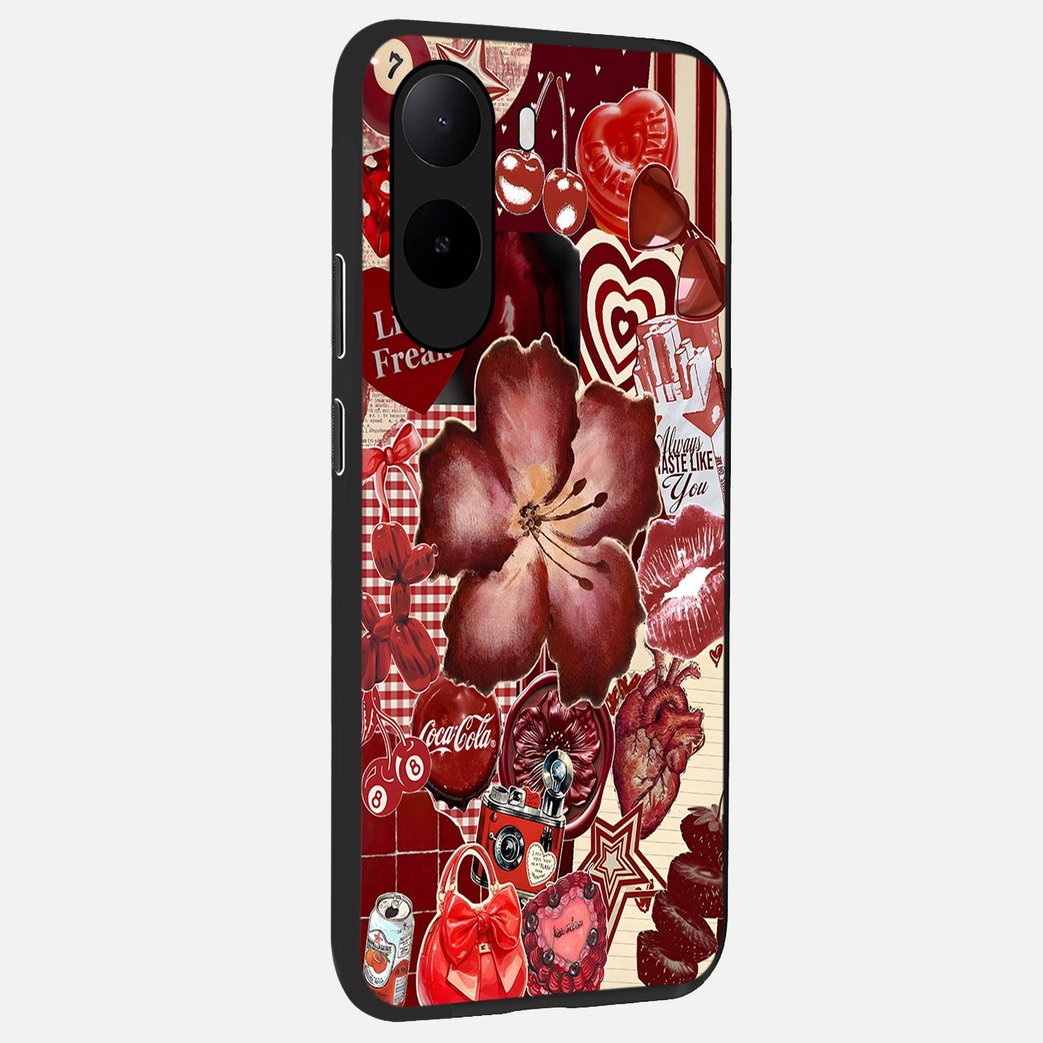  Aesthetic Little Freak back cover For Poco C85x slim fit glass case with vibrant aesthetic design