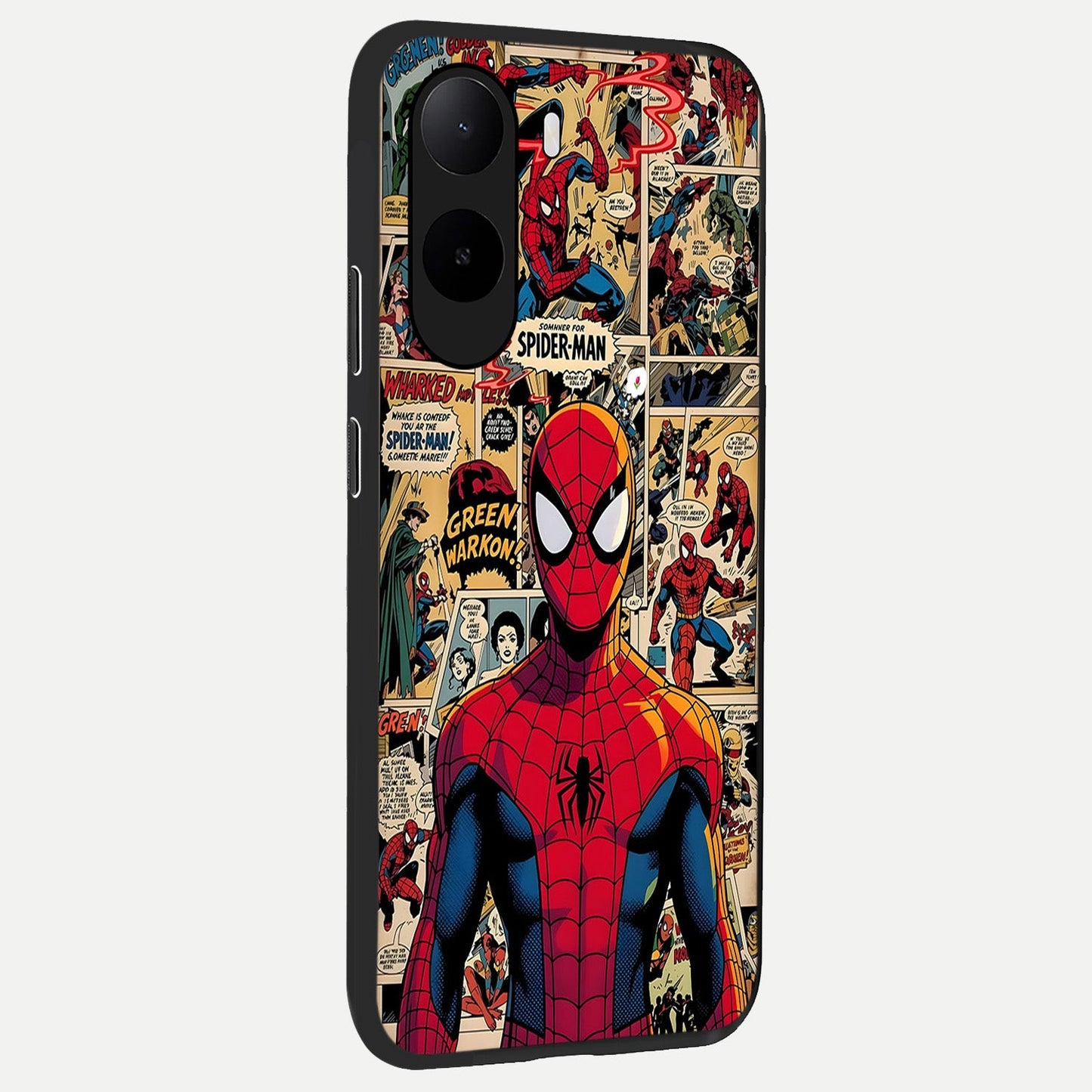  Aesthetic Spider back cover For Poco C85x slim fit glass case with vibrant aesthetic design