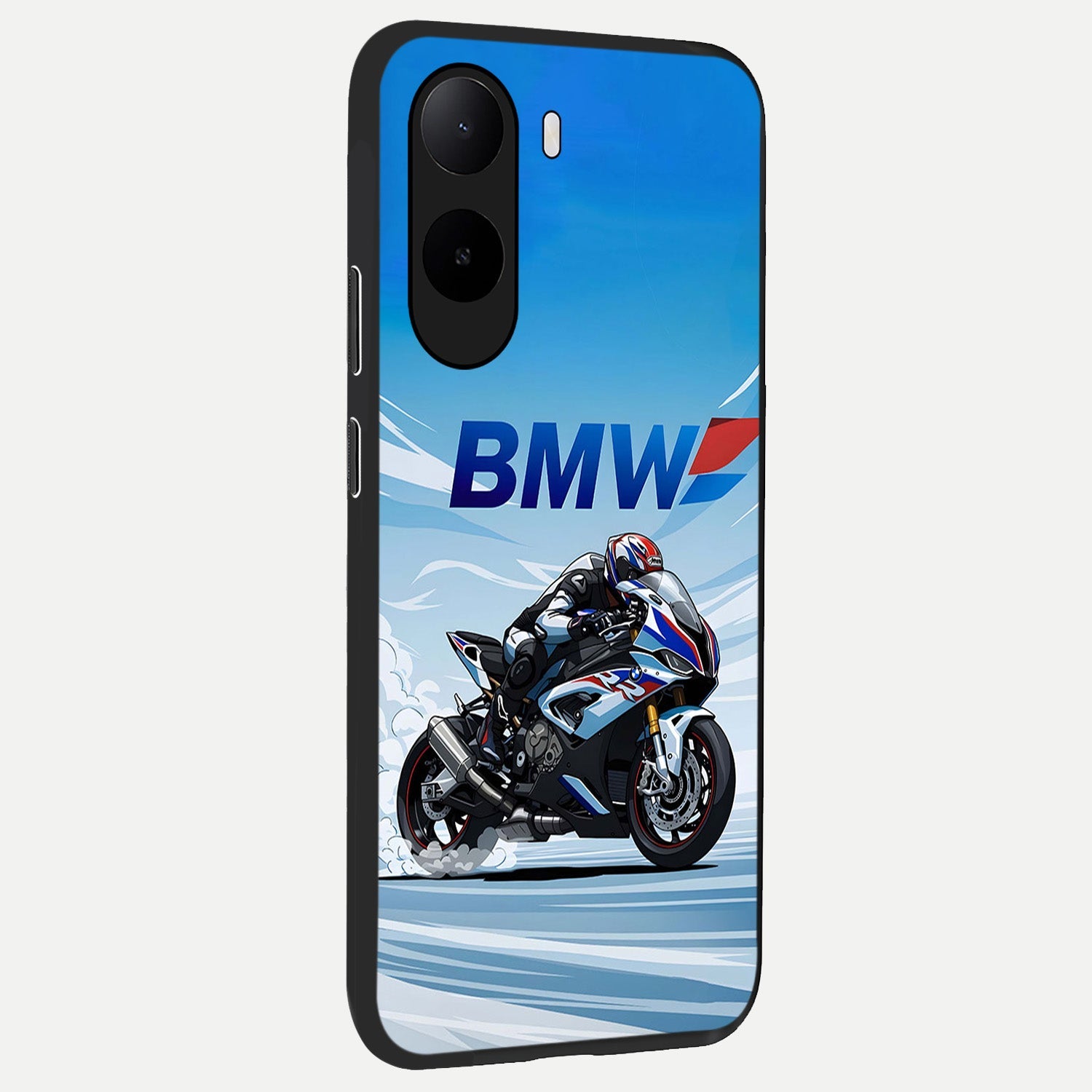  BMW Power Drift back cover For Poco C85x slim fit glass case with vibrant aesthetic design