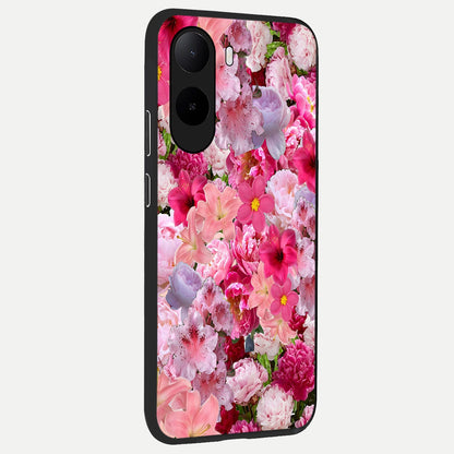  Bloom Crush Fantasy back cover For Poco C85x slim fit glass case with vibrant aesthetic design