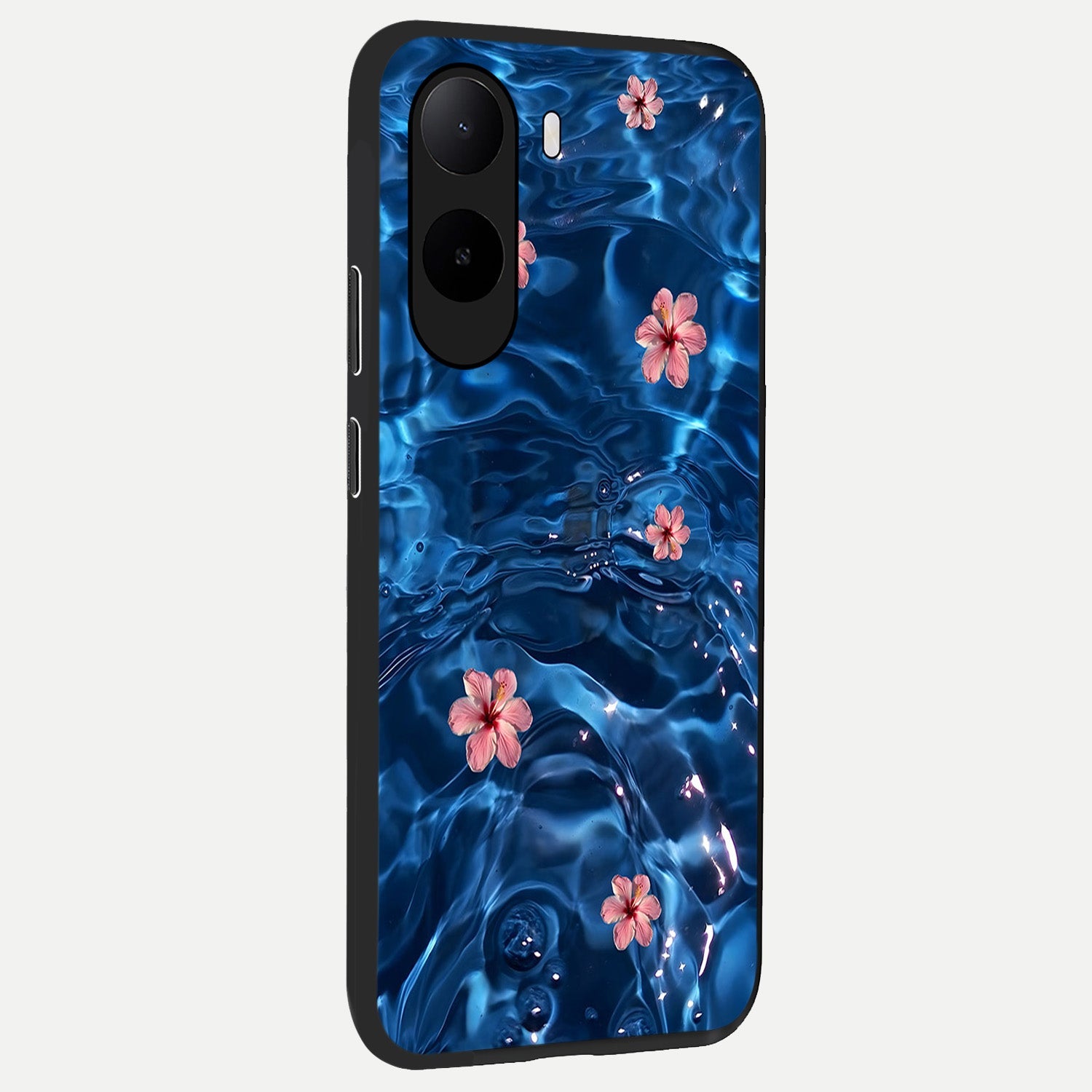  Bloom Thread Art back cover For Poco C85x slim fit glass case with vibrant aesthetic design