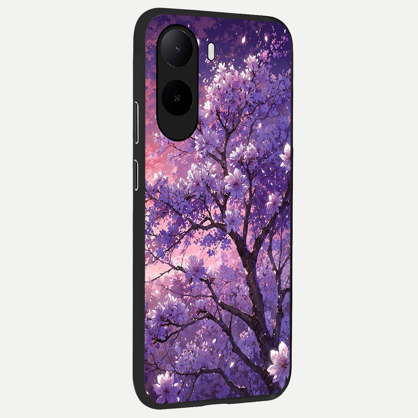  Blossom Tree back cover For Poco C85x slim fit glass case with vibrant aesthetic design