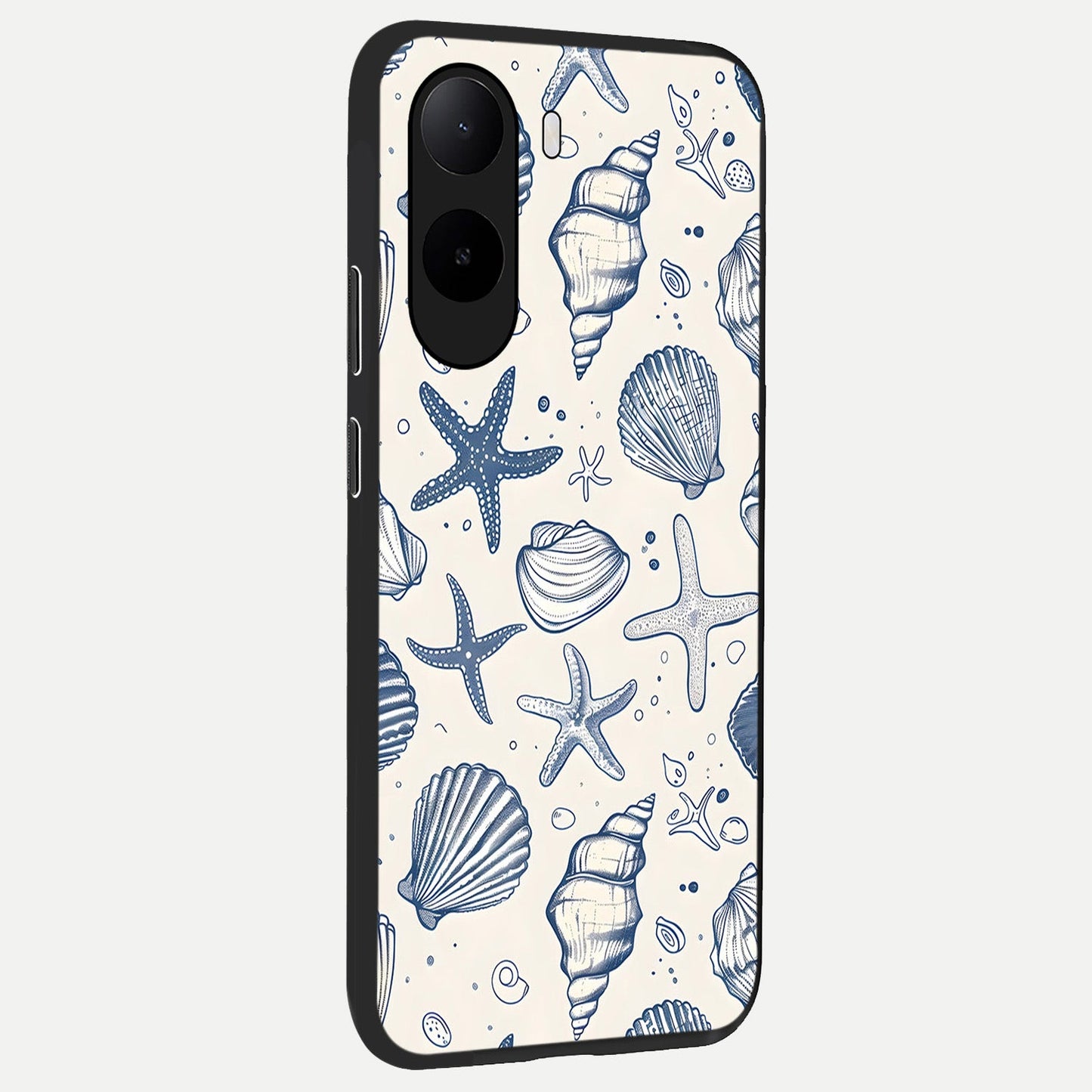  Blue Ocean Outline back cover For Poco C85x slim fit glass case with vibrant aesthetic design