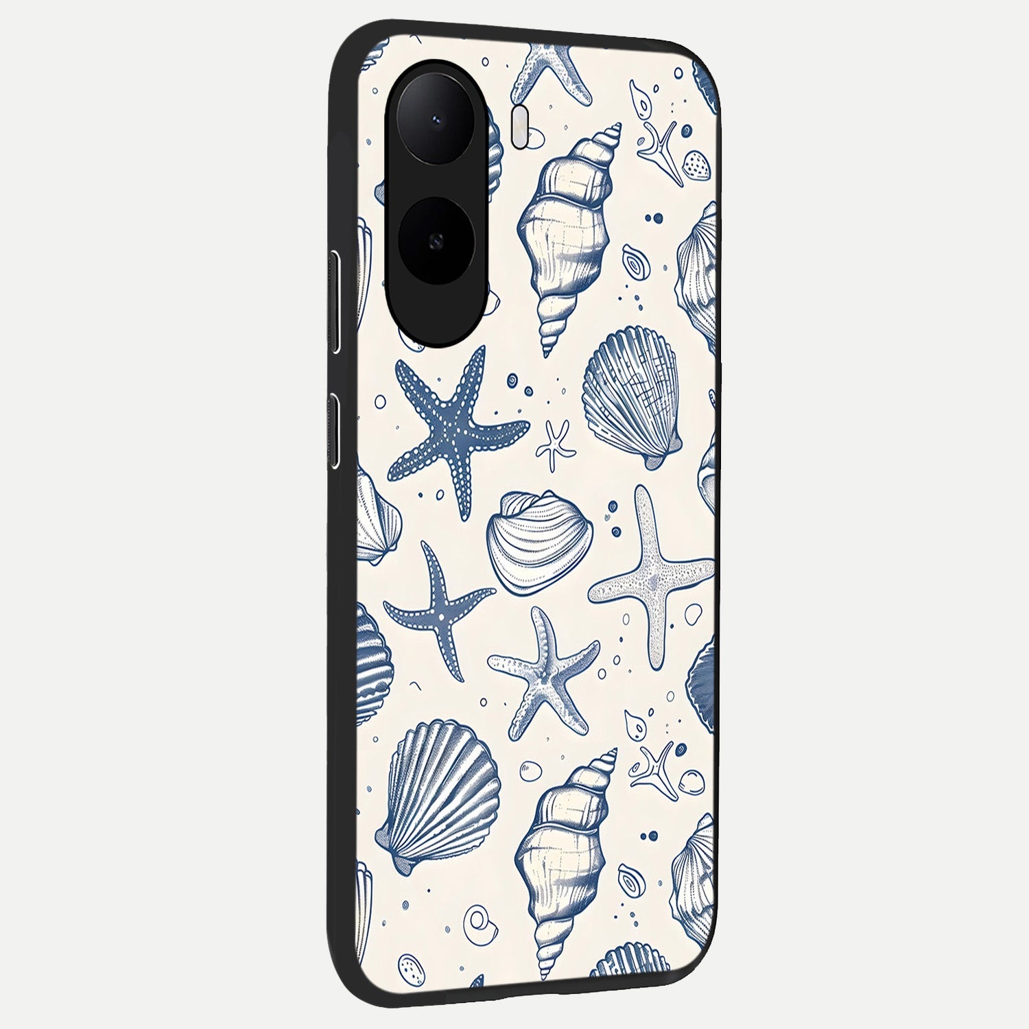  Blue Ocean Outline back cover For Poco C85x slim fit glass case with vibrant aesthetic design