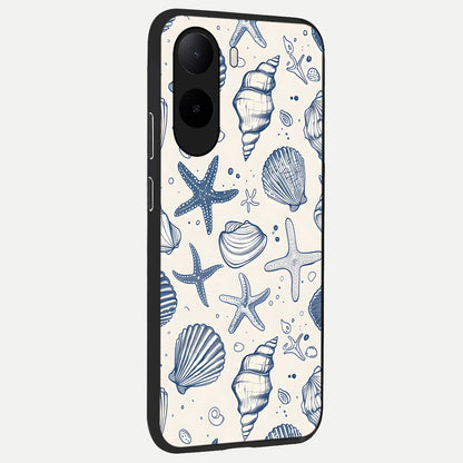  Blue Ocean Outline back cover For Poco C85x slim fit glass case with vibrant aesthetic design