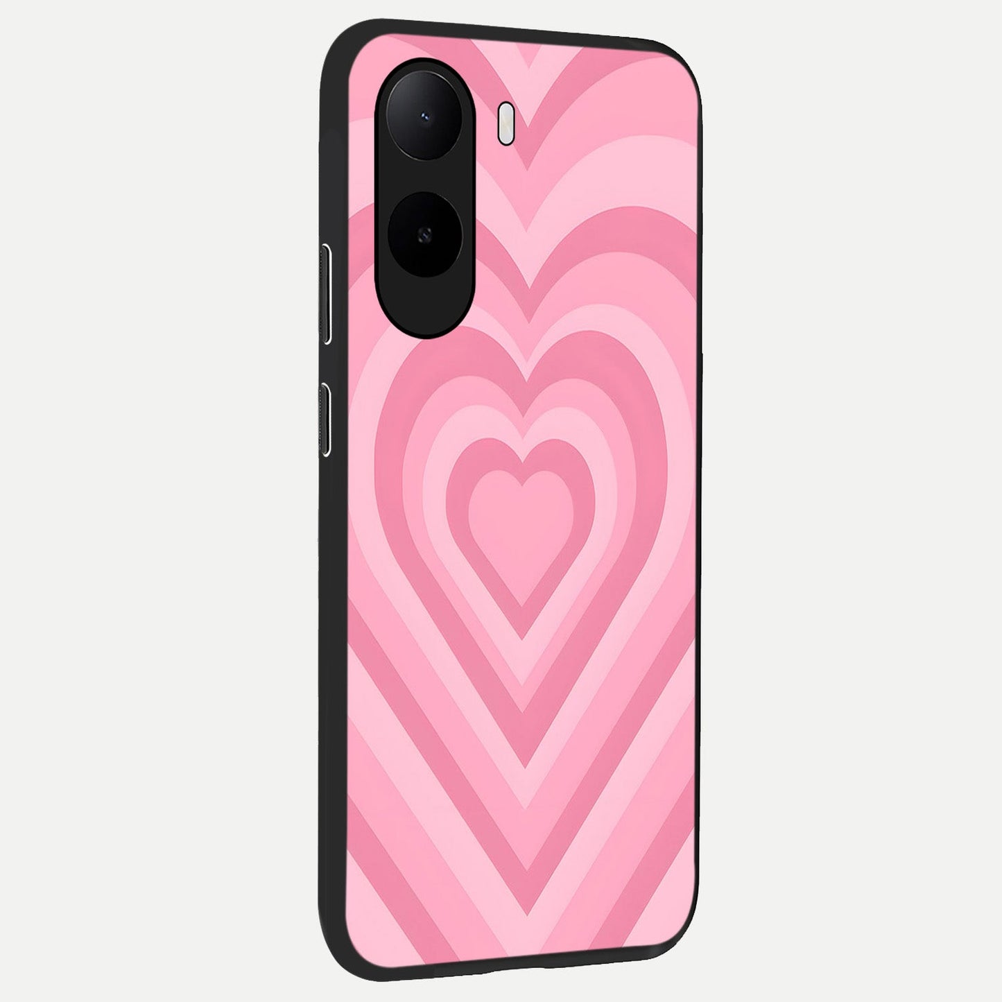  Blush Heart Waves back cover For Poco C85x slim fit glass case with vibrant aesthetic design