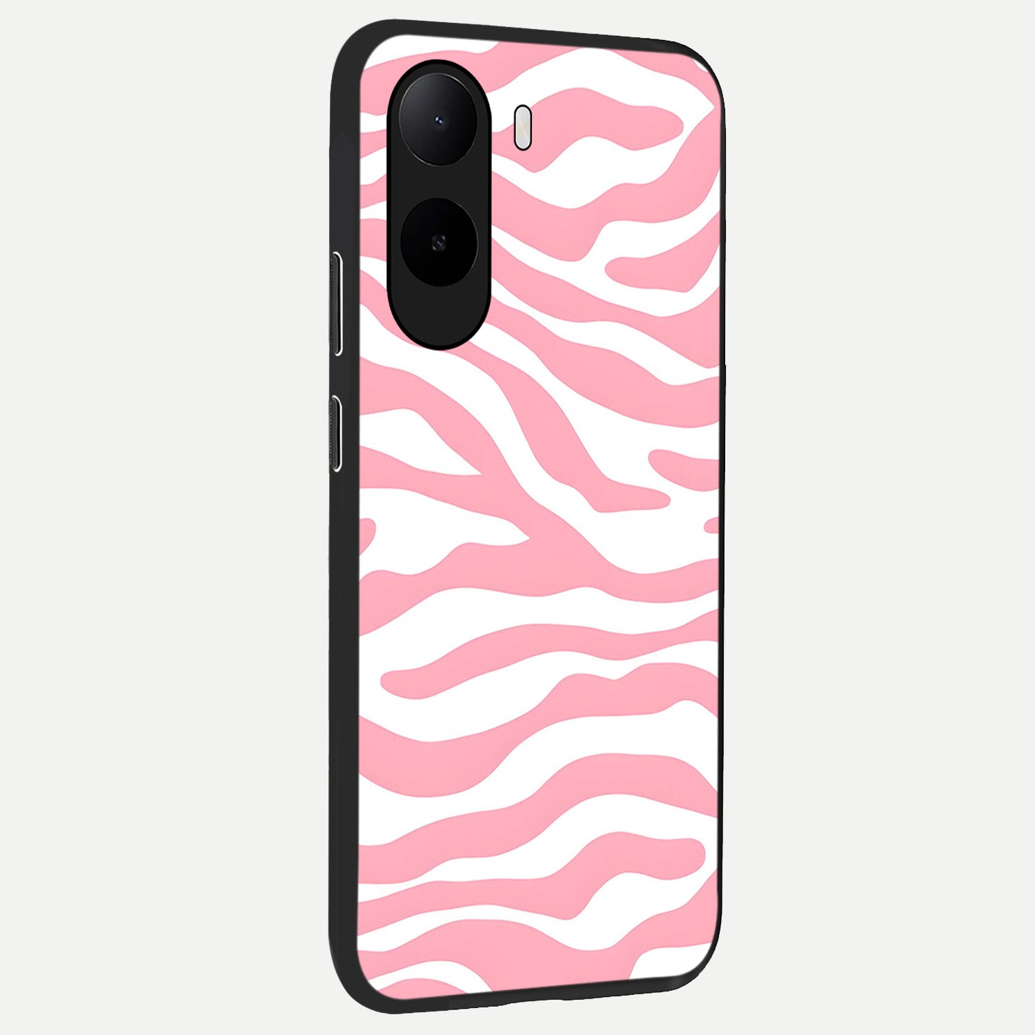  Blush Zebra Flow back cover For Poco C85x slim fit glass case with vibrant aesthetic design