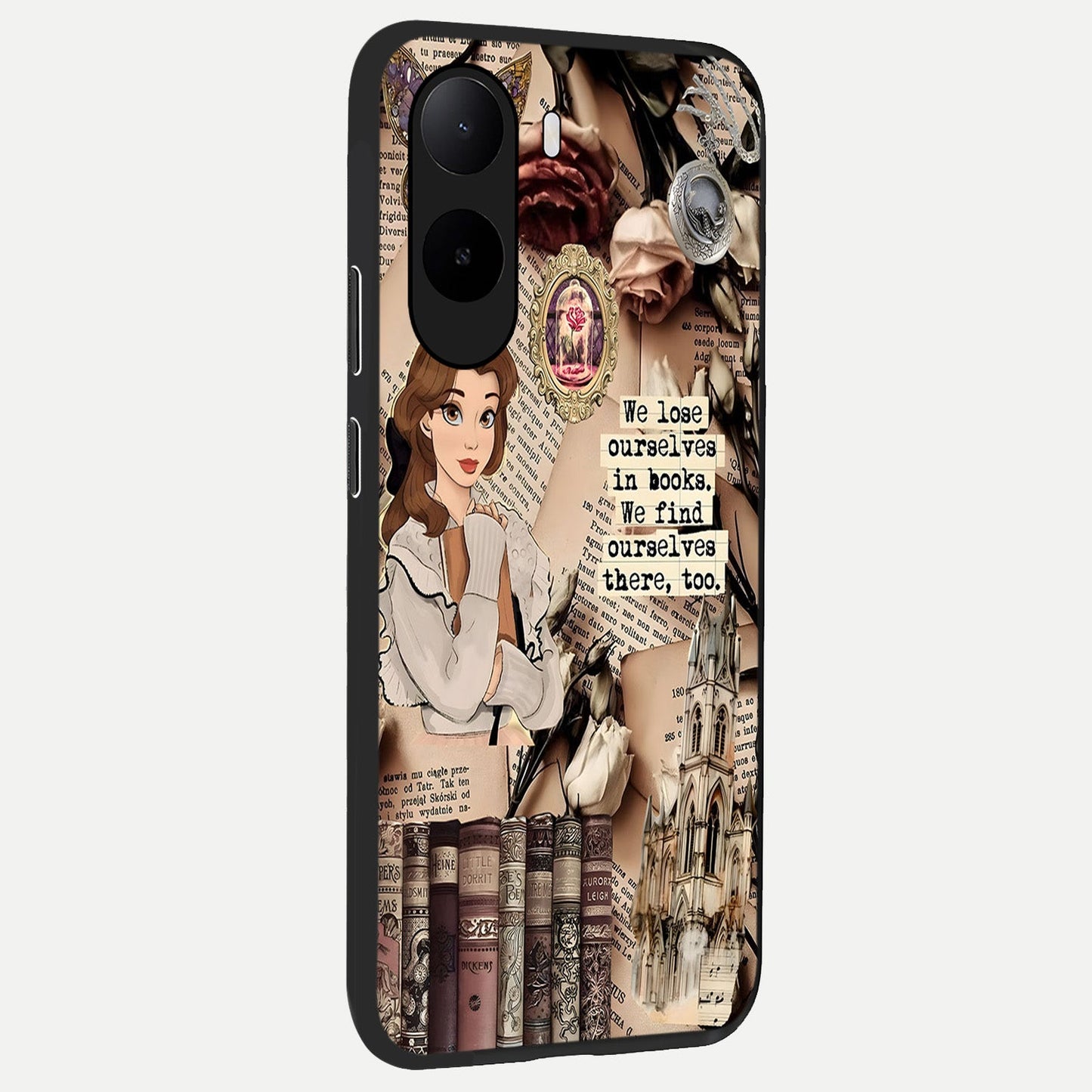  Bookish Dream World back cover For Poco C85x slim fit glass case with vibrant aesthetic design
