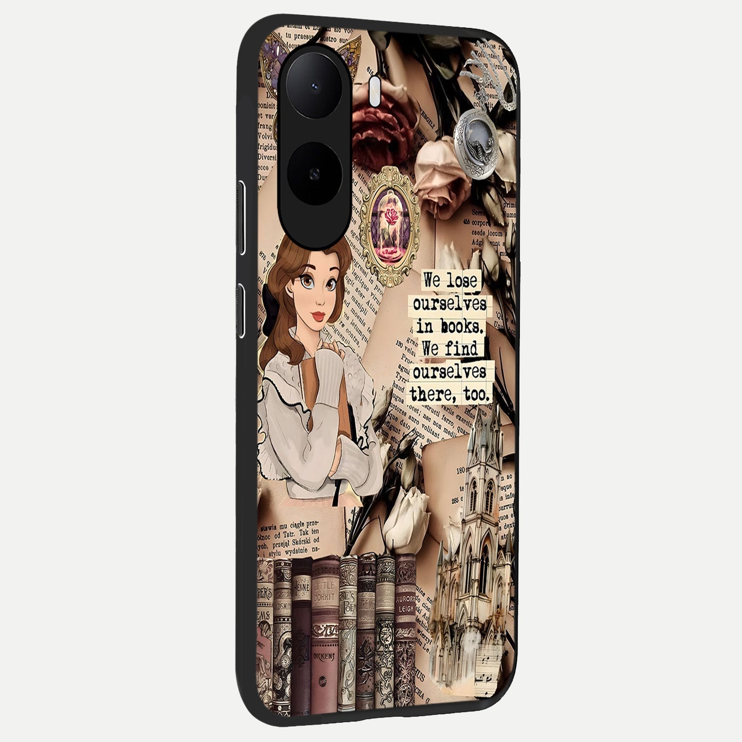  Bookish Dream World back cover For Poco C85x slim fit glass case with vibrant aesthetic design