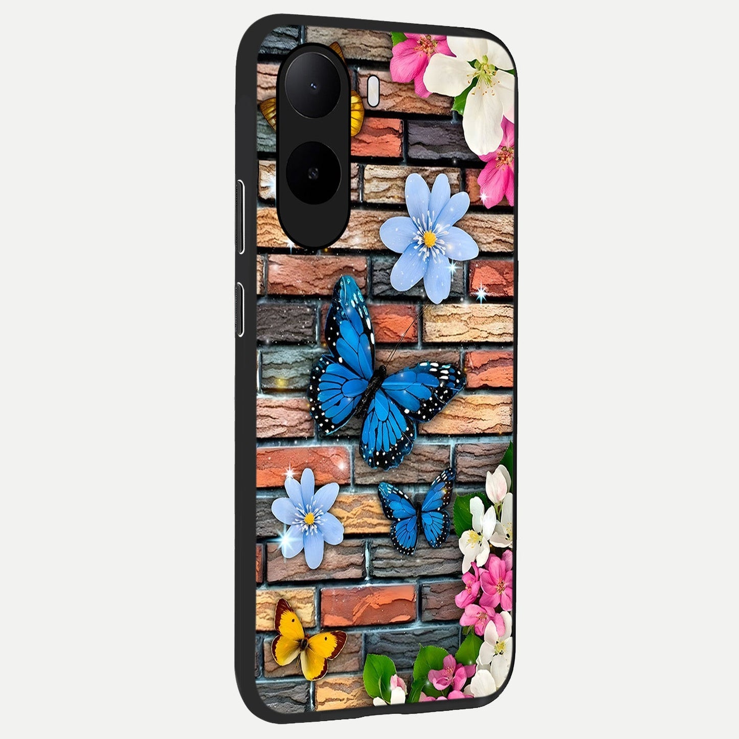  Brick Bloom Flight back cover For Poco C85x slim fit glass case with vibrant aesthetic design