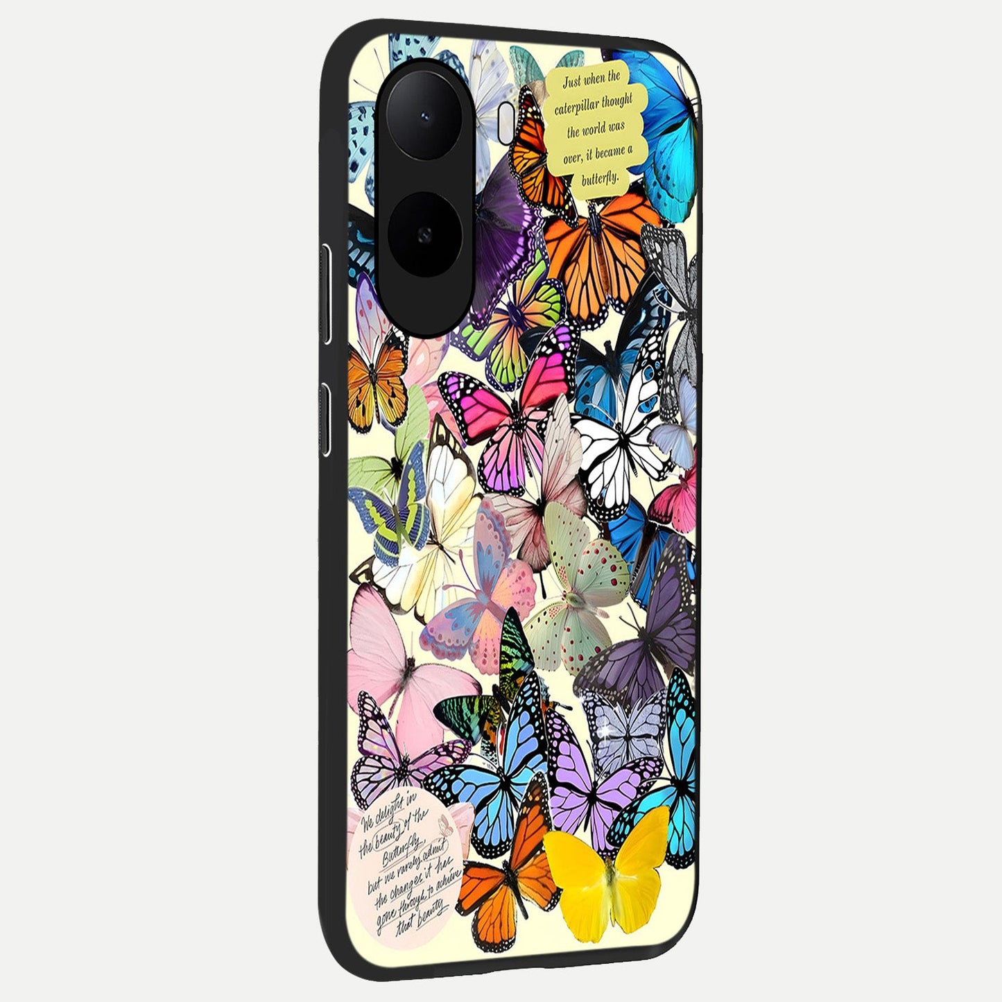  Butterflies Petal Dream back cover For Poco C85x slim fit glass case with vibrant aesthetic design