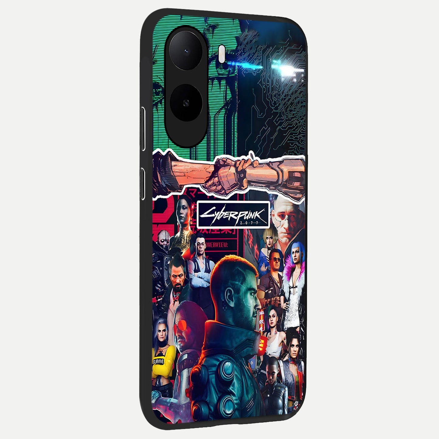  CYBERPUNK Legacy back cover For Poco C85x slim fit glass case with vibrant aesthetic design