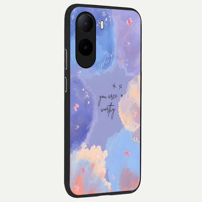  Celestial Cloud Magic back cover For Poco C85x slim fit glass case with vibrant aesthetic design