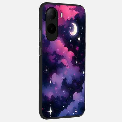  Celestial Moon Magic back cover For Poco C85x slim fit glass case with vibrant aesthetic design