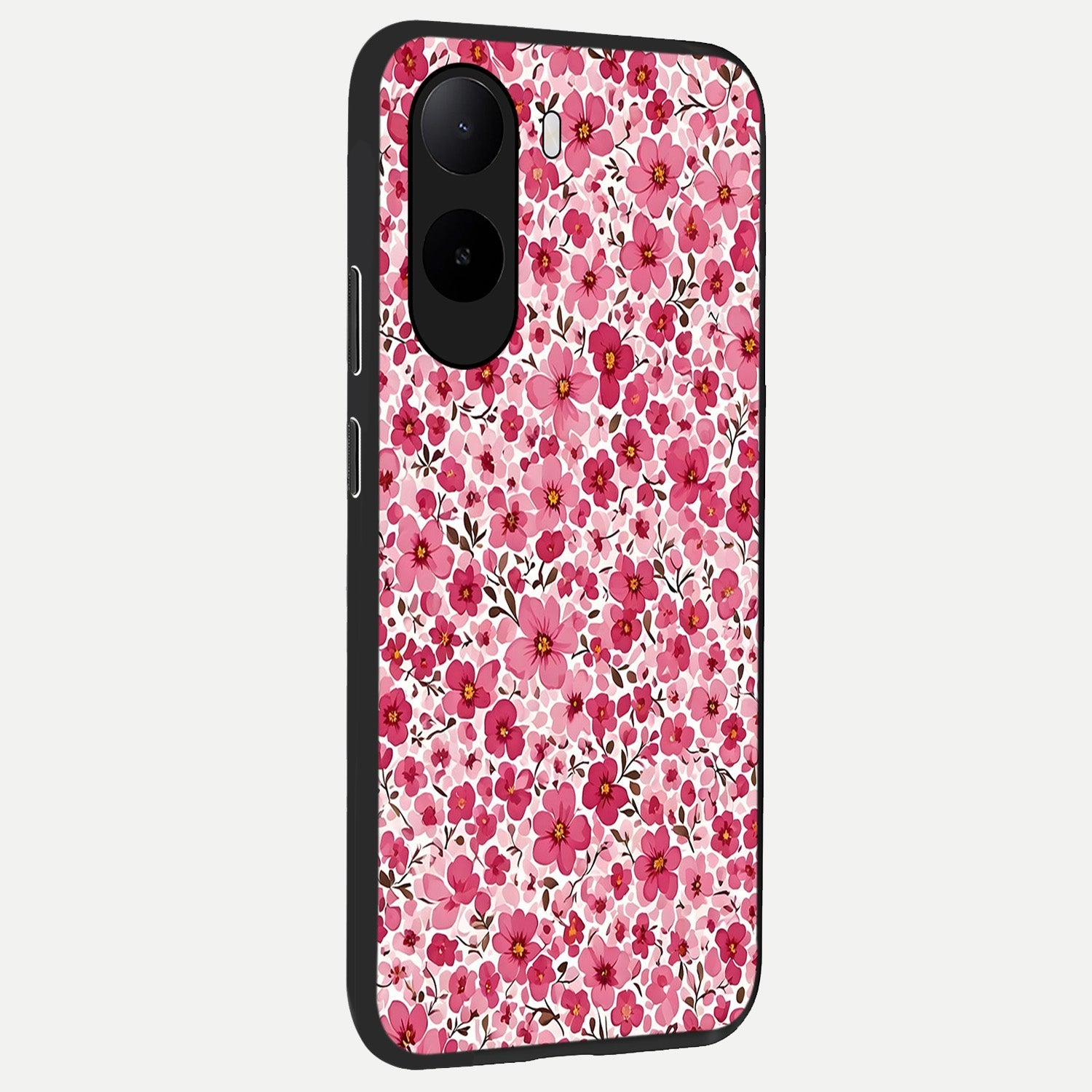  Cherry Blossom Charm back cover For Poco C85x slim fit glass case with vibrant aesthetic design