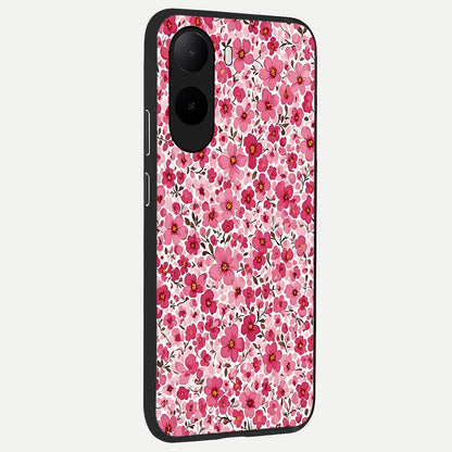  Cherry Blossom Charm back cover For Poco C85x slim fit glass case with vibrant aesthetic design
