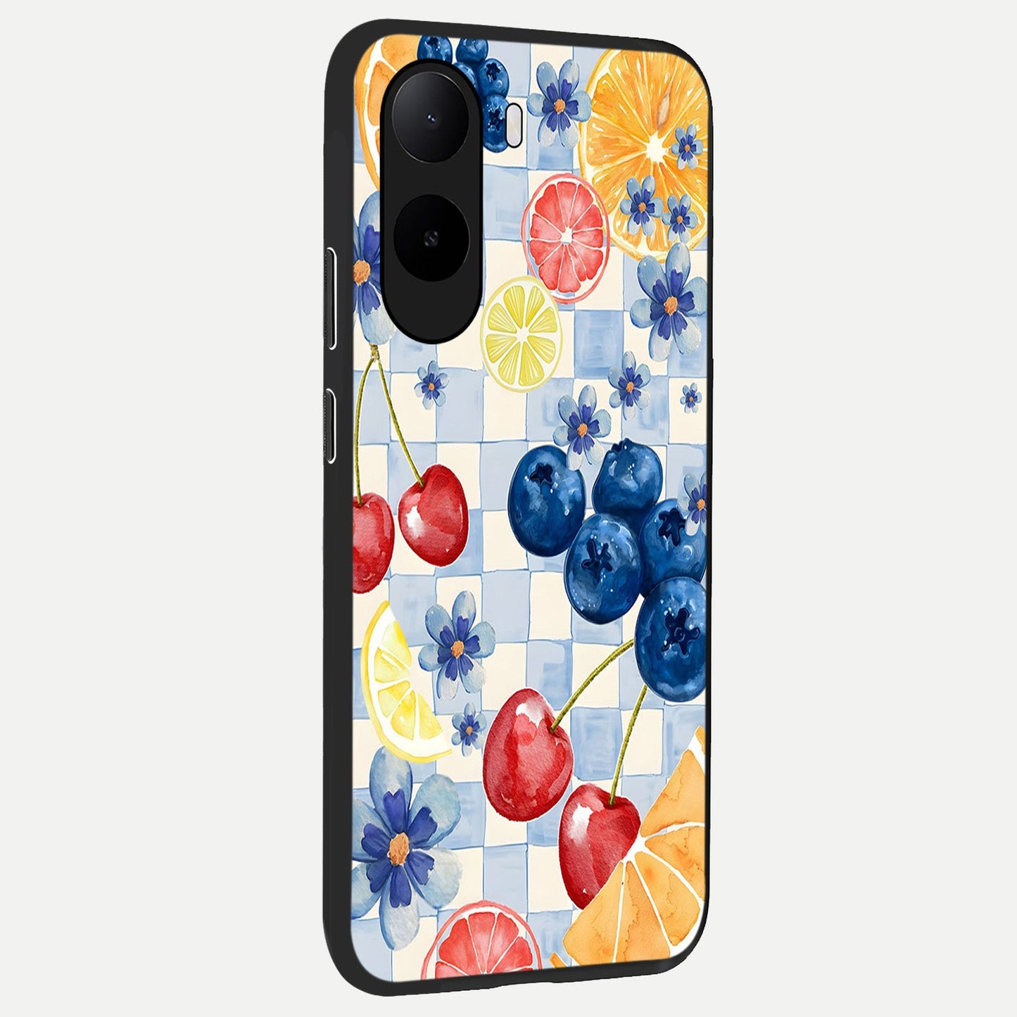  Citrus Bloom Joy back cover For Poco C85x slim fit glass case with vibrant aesthetic design