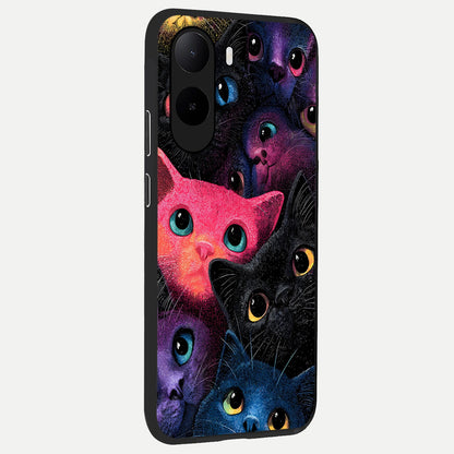  Cosmic Cats Dreams back cover For Poco C85x slim fit glass case with vibrant aesthetic design