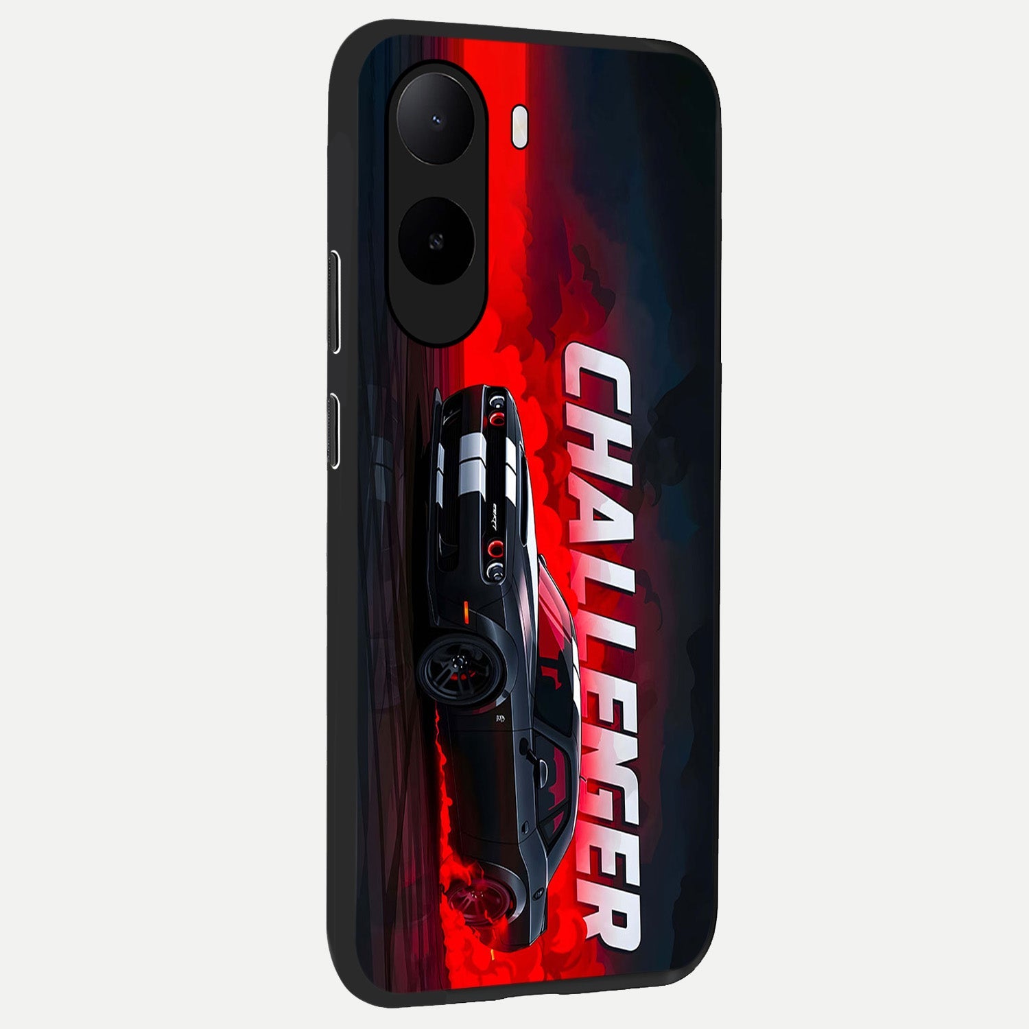  Crimson Challenger Fury back cover For Poco C85x slim fit glass case with vibrant aesthetic design