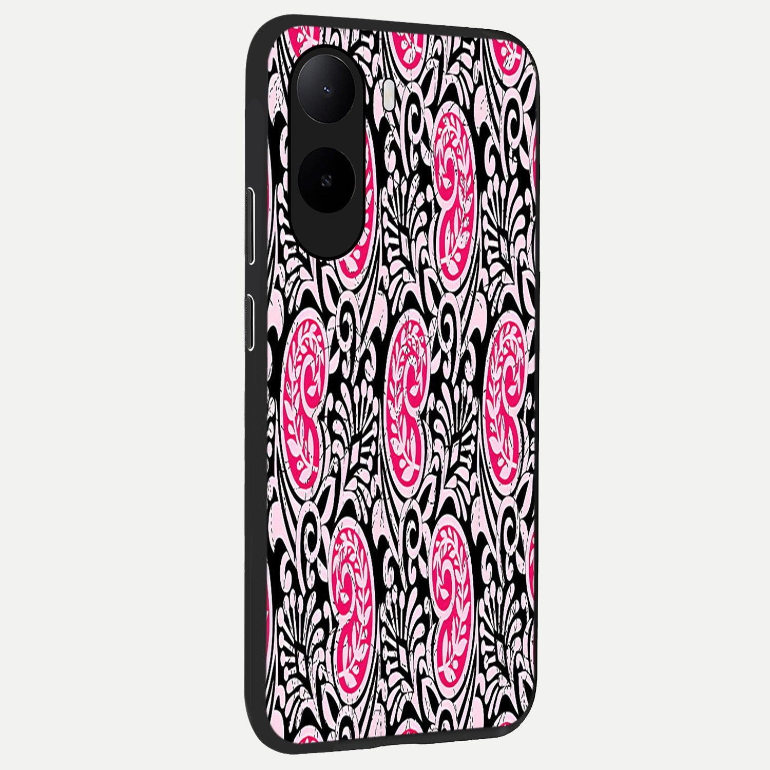  Crimson Paisley Charm back cover For Poco C85x slim fit glass case with vibrant aesthetic design