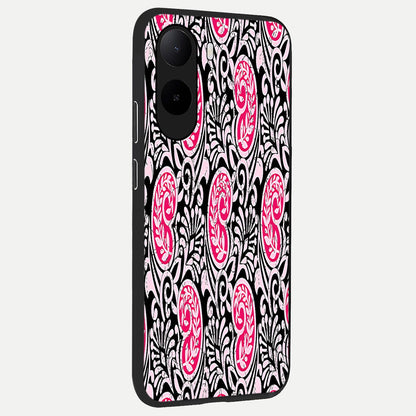  Crimson Paisley Charm back cover For Poco C85x slim fit glass case with vibrant aesthetic design