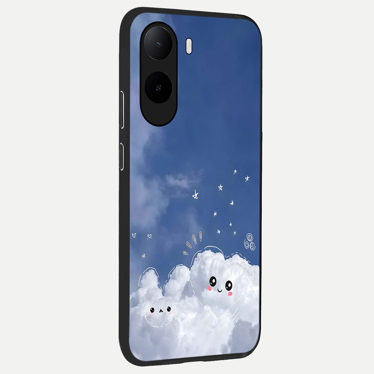 Cute Blossom Cloud back cover For Poco C85x slim fit glass case with vibrant aesthetic design