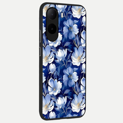  Cute Floral Patterns back cover For Poco C85x slim fit glass case with vibrant aesthetic design