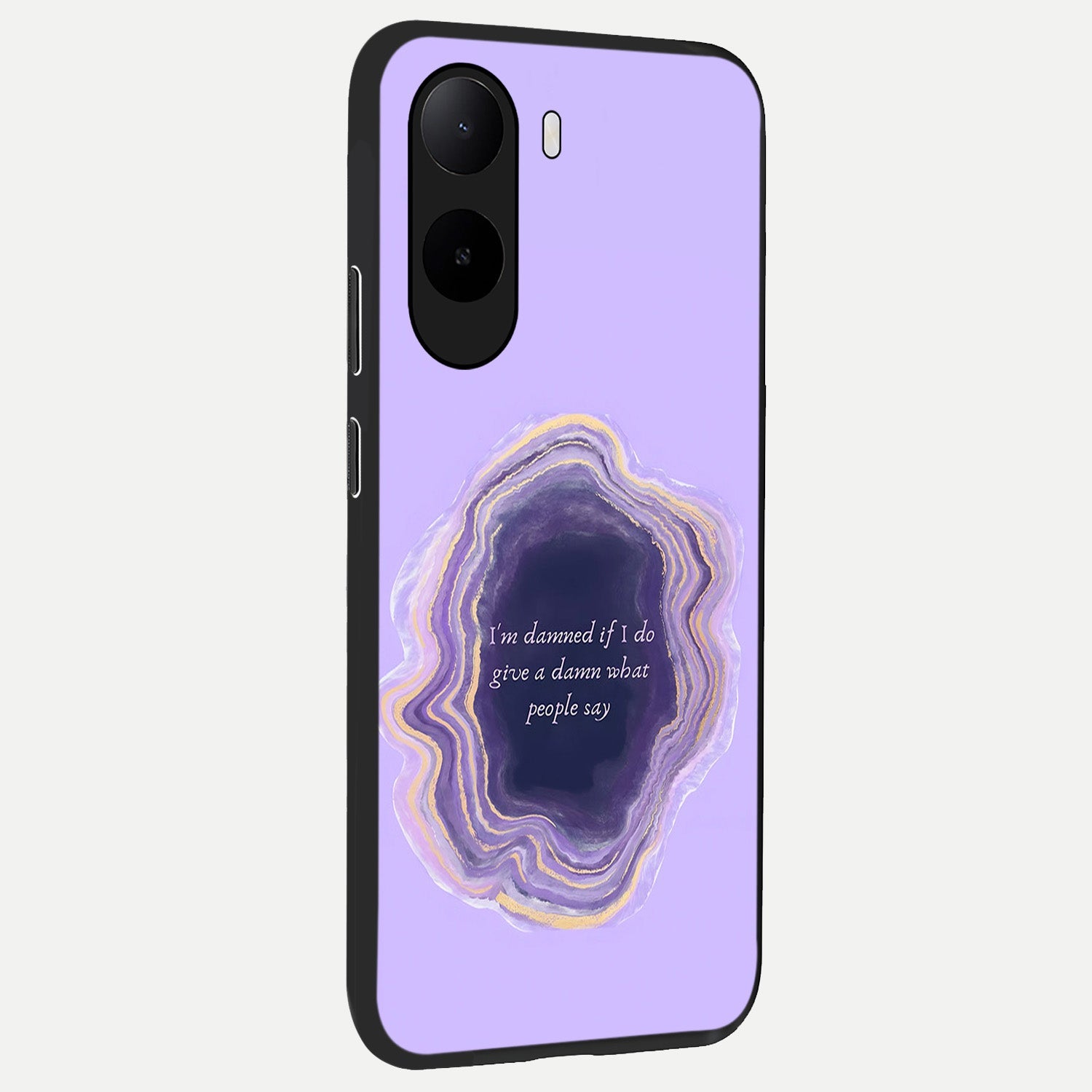  Damned People Quote back cover For Poco C85x slim fit glass case with vibrant aesthetic design