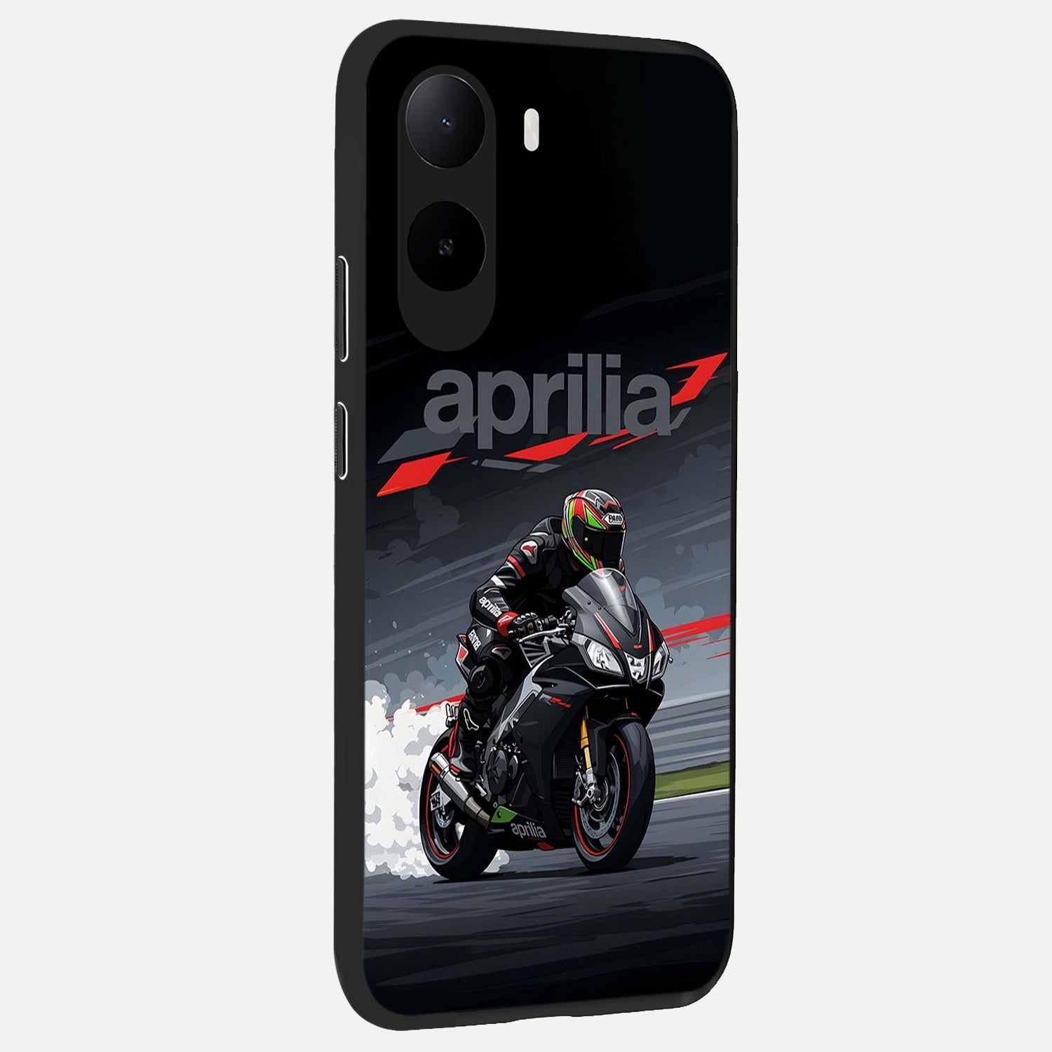  Dark Aprilla back cover For Poco C85x slim fit glass case with vibrant aesthetic design