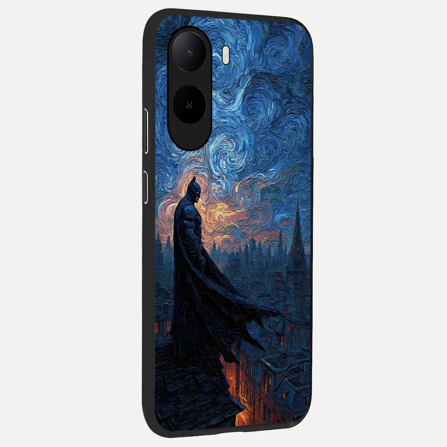  Dark Knight Dusk back cover For Poco C85x slim fit glass case with vibrant aesthetic design
