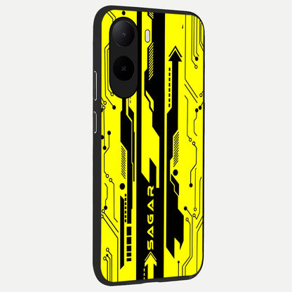  Electric Pulse CYBERPUNK Custom Name back cover For Poco C85x slim fit glass case with vibrant aesthetic design