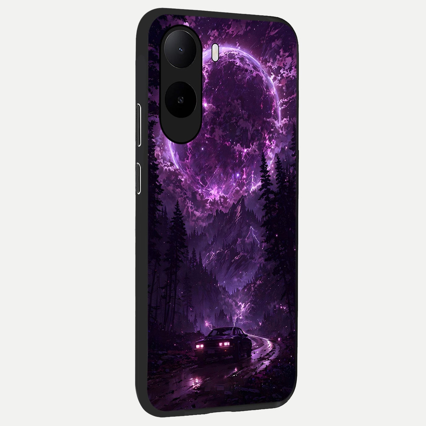  Eternal Cosmic Drive back cover For Poco C85x slim fit glass case with vibrant aesthetic design