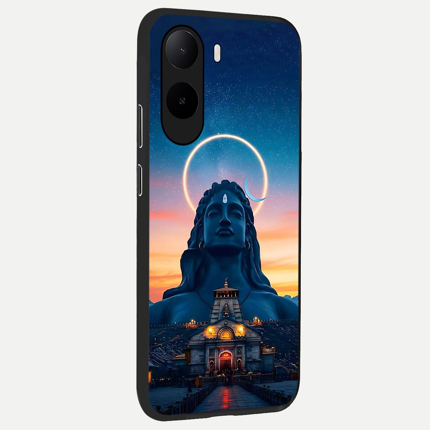  Eternal Shiva Aura back cover For Poco C85x slim fit glass case with vibrant aesthetic design