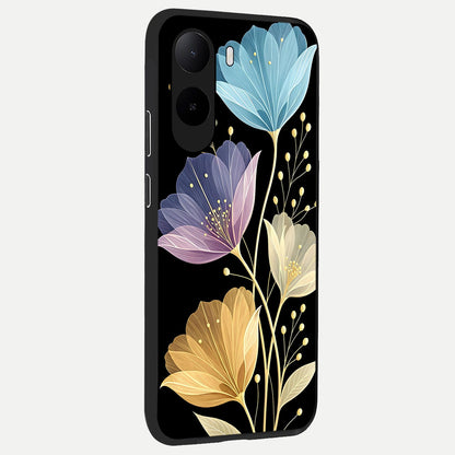  Flower Bloom Glow back cover For Poco C85x slim fit glass case with vibrant aesthetic design
