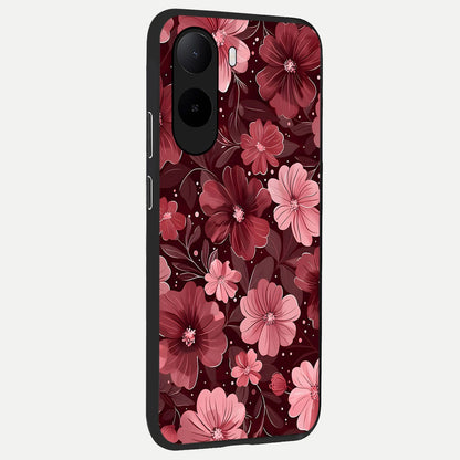  Flower Blush Bloom back cover For Poco C85x slim fit glass case with vibrant aesthetic design