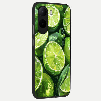  Green Kawasaki back cover For Poco C85x slim fit glass case with vibrant aesthetic design