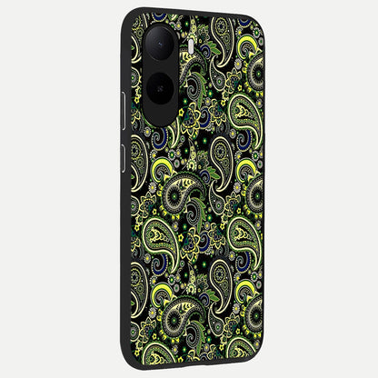  Green Lemon back cover For Poco C85x slim fit glass case with vibrant aesthetic design