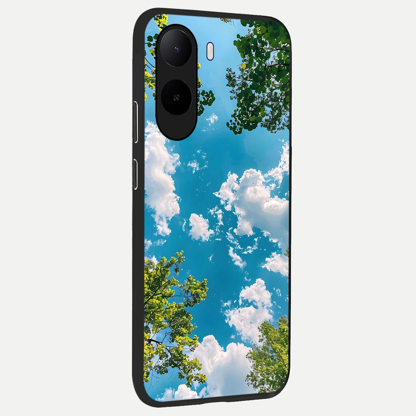  Green Moon Energy back cover For Poco C85x slim fit glass case with vibrant aesthetic design