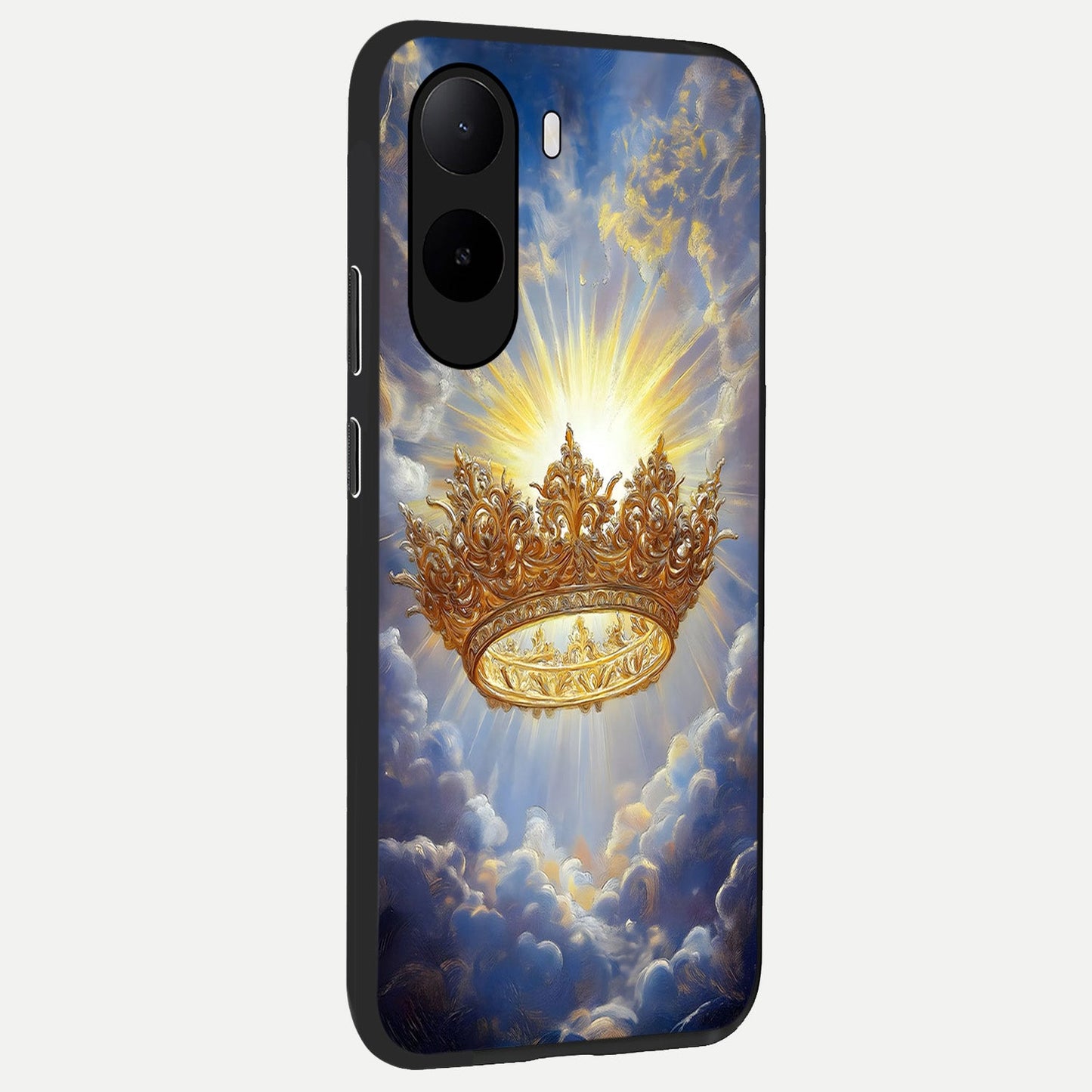  Heavenly Crown Light back cover For Poco C85x slim fit glass case with vibrant aesthetic design