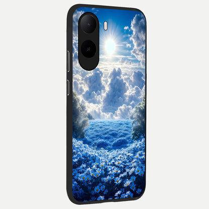  Heavenly Daisy Horizon back cover For Poco C85x slim fit glass case with vibrant aesthetic design