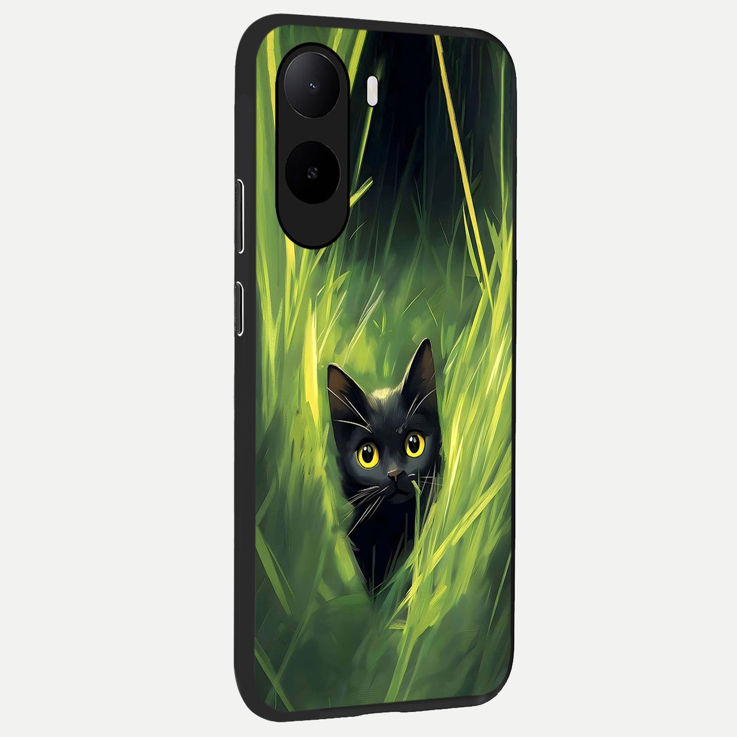  Hidden Cat Whisper back cover For Poco C85x slim fit glass case with vibrant aesthetic design