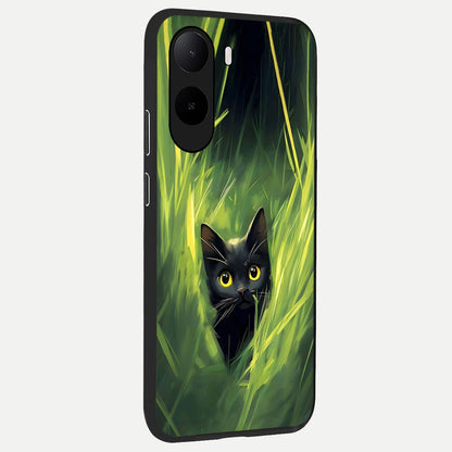  Hidden Cat Whisper back cover For Poco C85x slim fit glass case with vibrant aesthetic design